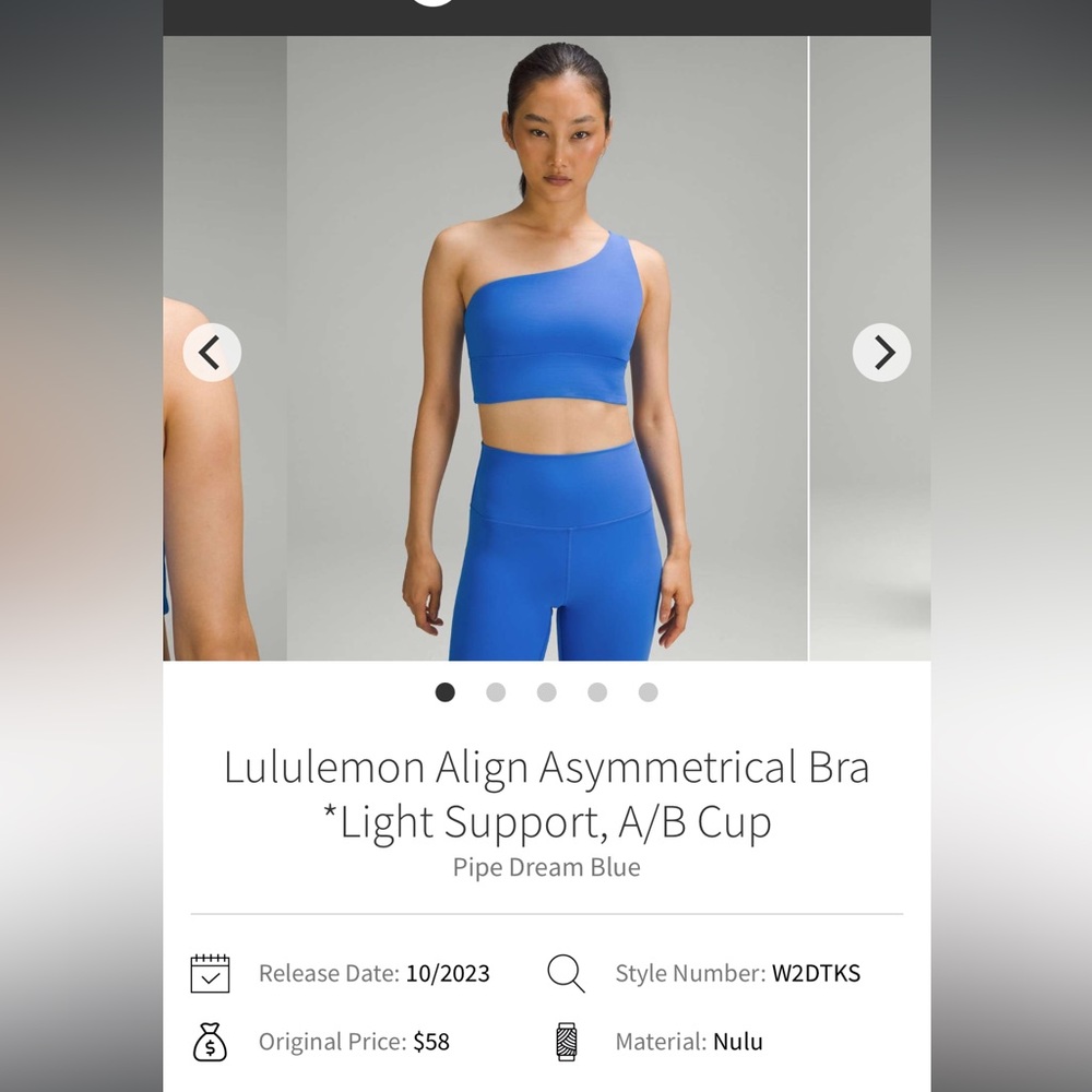 lululemon Align™ Asymmetrical Bra
Light Support, C/D Cup 12 Pipe Dream Blue